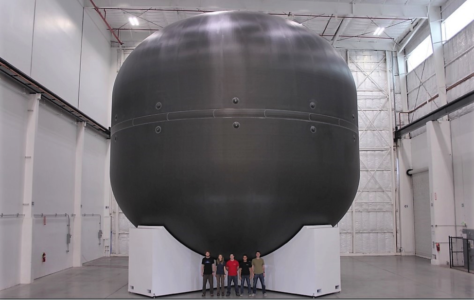 A prototype of the carbon-fiber fuel tank that will fold the propellant for the Interplanetary Transport System