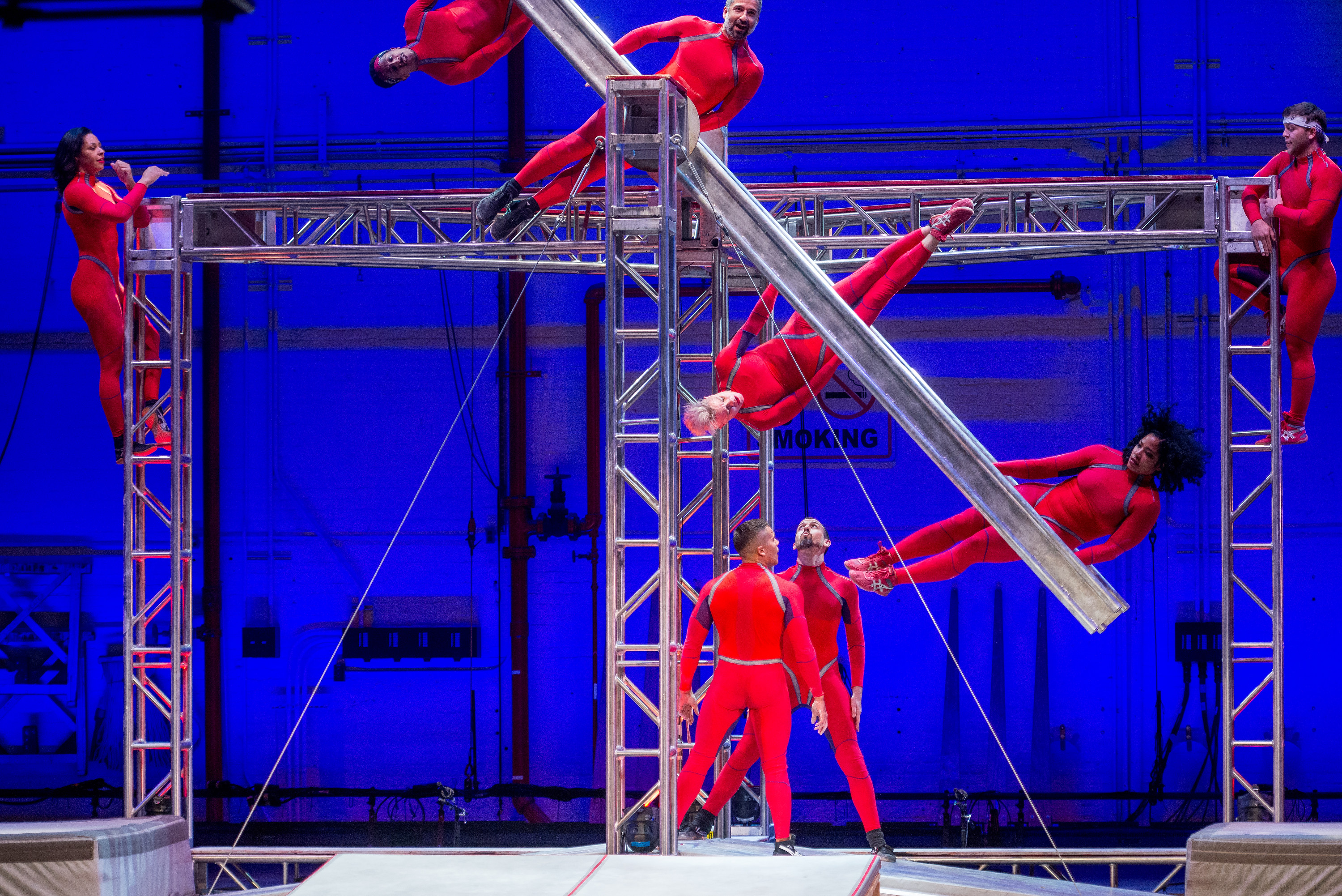 STREB Extreme Action performs AIRSLICE (World Premiere, FFD Commission), Elizabeth Streb at Fall for Dance Opening Night at City Center on September 26, 2106.