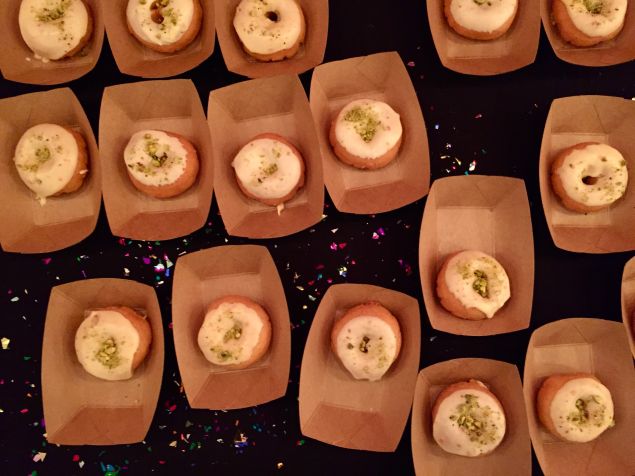 Mini Pistachio Doughnuts from Top Pot Doughnuts bring a sweet note to the evening.