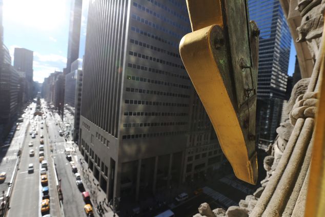 The big hand from the antique Tiffany clock still ticks above Park Avenue at Grand Central Terminal on the day before the famed Manhattan transit hub turns 100 years old on January 31, 2013 in New York City. The terminal opened in 1913 and is the world's largest terminal covering 49 acres with 33 miles of track.