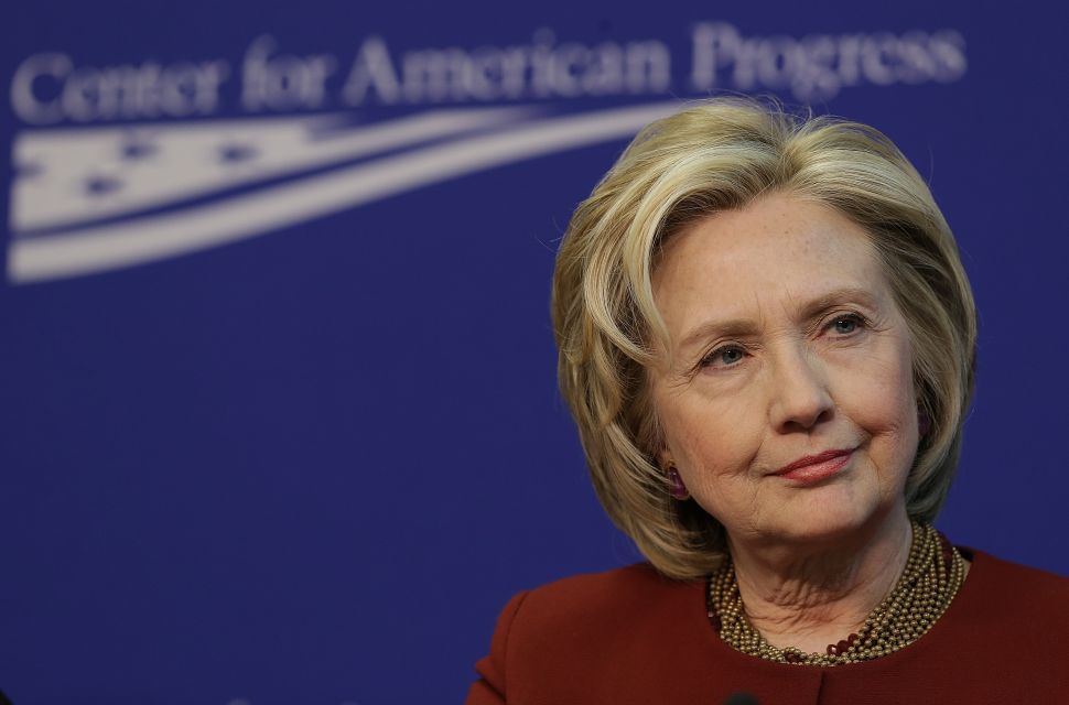 Former U.S. Secretary of State Hillary Clinton speaks at the Center for American Progress March 23, 2015 in Washington, DC.