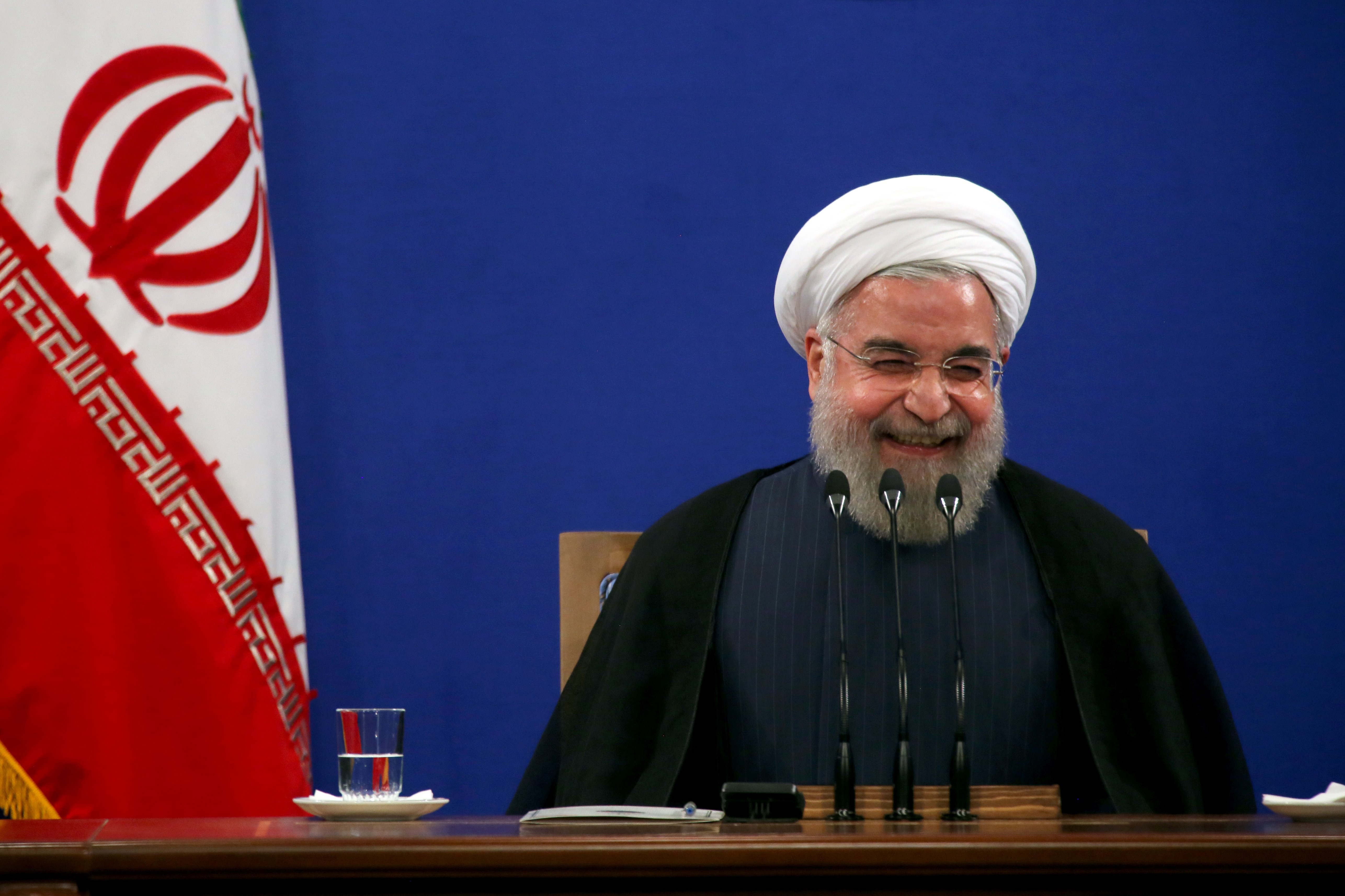 Iranian President Hassan Rouhani has much to laugh about.