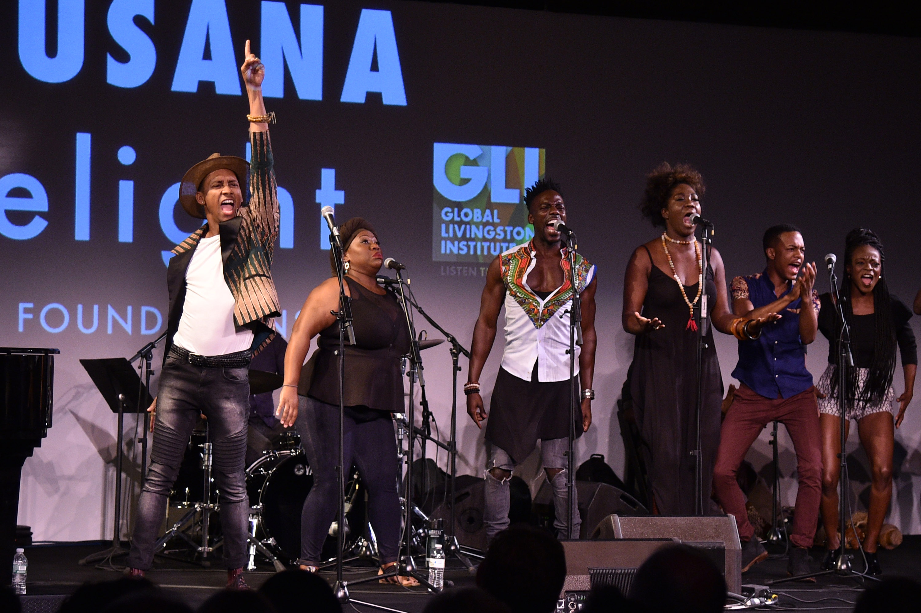 Matt Gould, Griffin Matthew and cast of the musical, Invisible Thread at the Bela Musana Paper Fig Foundation fundraiser last month