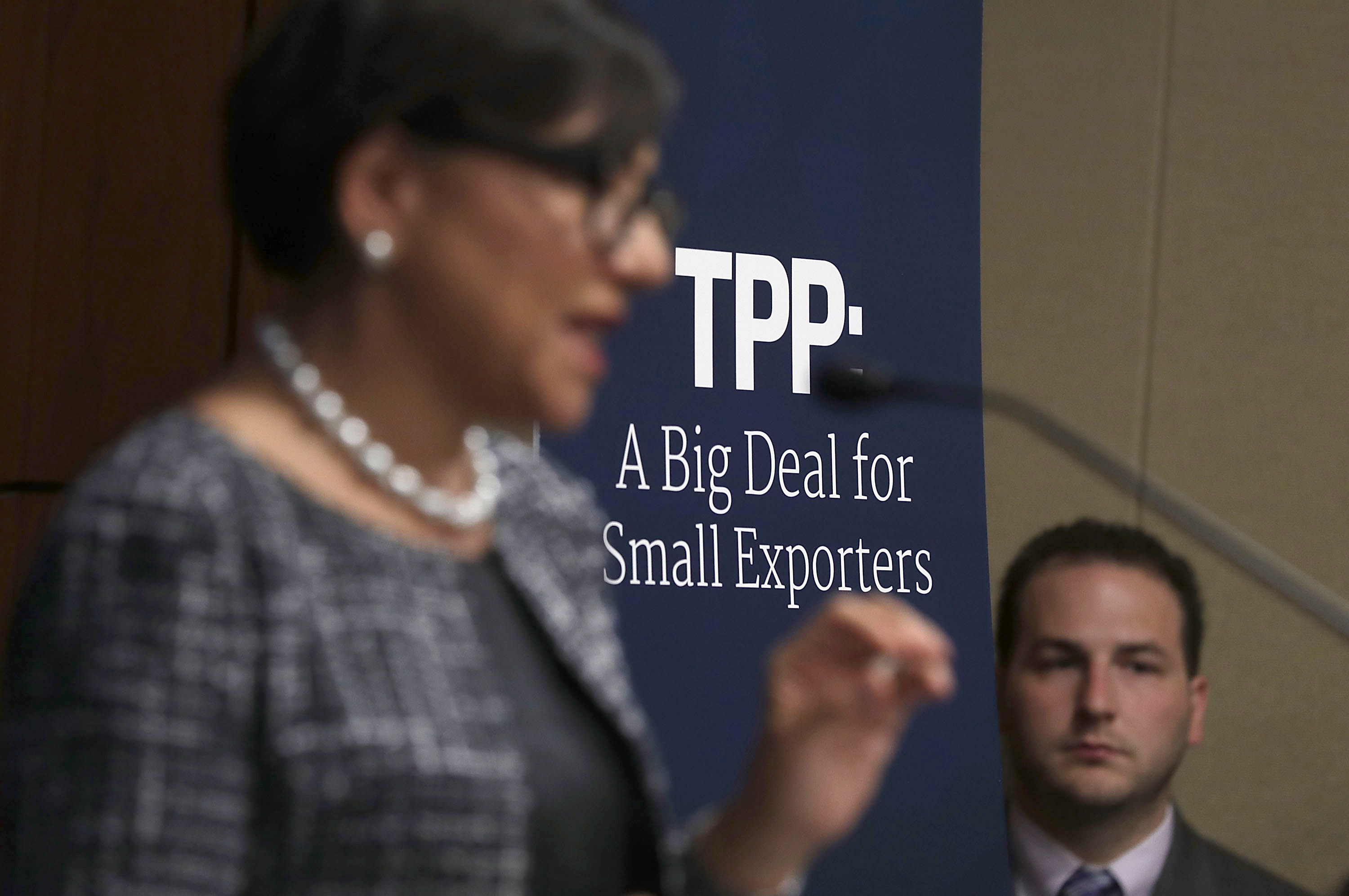 U.S. Secretary of Commerce Penny Pritzker speaks during a discussion on the Trans-Pacific Partnership (TPP) September 26, 2016 on Capitol Hill in Washington, DC.