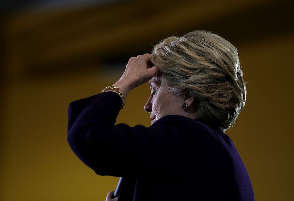 Democratic presidential nominee former Secretary of State Hillary Clinton speaks during a campaign rally at Wayne State University on October 10, 2016 in Detroit, Michigan. A day after the second presidential debate in St. Louis, Hillary Clinton is campaigning in Michigan and Ohio. 