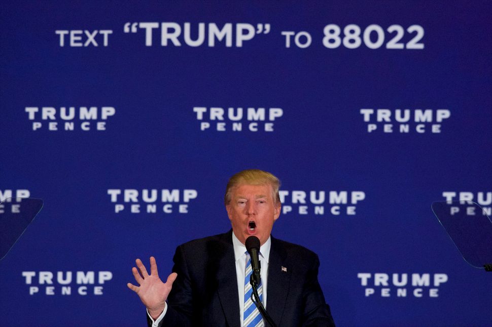 Republican Presidential nominee Donald J. Trump holds an event at the Eisenhower Hotel and Conference Center October 22, 2016 in Gettysburg, Pennsylvania.