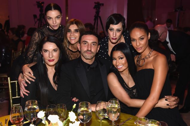 Riccardo Tisci with Marina Abramovic, Mariacarla Boscono, Carine Roitfeld, Ladyfag, Nicki Minaj, and Joan Smalls.