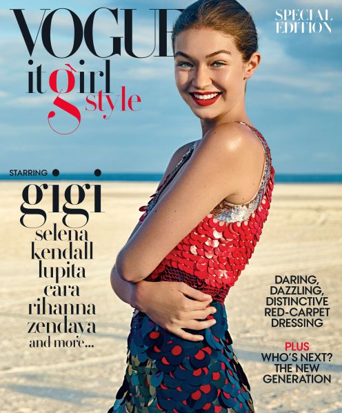 Gigi Hadid on the cover of VOGUE, It Girl Style.