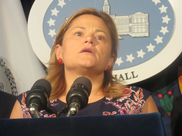 Council Speaker Melissa Mark-Viverito was emotional as she discussed her experience with sexual abuse as a child.
