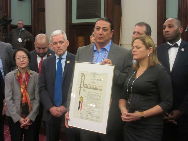 The City Council gave Standing Rock Sioux Chairman David Archambault II a proclamation for his efforts to prevent the Dakota Access Pipeline from being constructed.