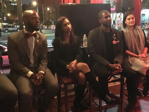 Councilman Jumaane Williams, far right, a prominent Bernie Sanders delegate, speaks on a panel about the power of the minority vote.