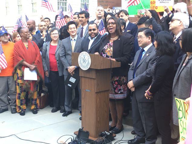 Public Advocate Letitia James, other elected officials and advocates urge President Obama to clear the citizenship application backlog.