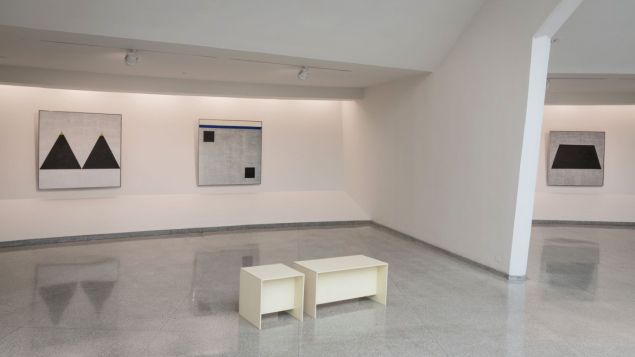 Installation view of "Agnes Martin."
