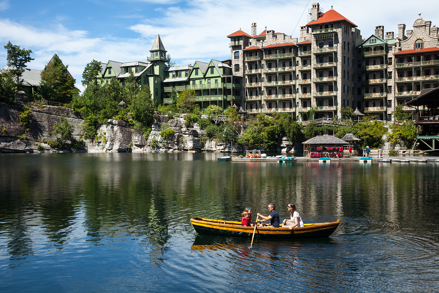 The glacial-formed Lake Mohonk boasts boating, fishing, paddleboarding and swimming.