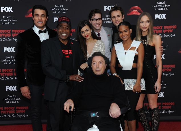 L-R: Cast members Staz Nair, Ben Vereen, Victoria Justice, Tim Curry, Ryan McCartan, Reeve Carney, Christina Milian and Ivy Levan arrive at THE ROCKY HORROR PICTURE SHOW: Let's Do The Time Warp Again (and Transylvanians!) premiere party red carpet at The Roxy.