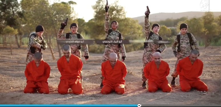 ISIS child fighters about to execute Kurdish captives.