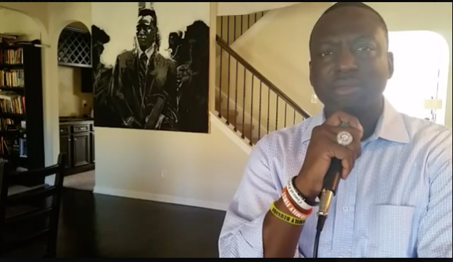 Yusef Salaam, one of five men wrongly convicted and imprisoned in the 1989 Central Park jogger case, speaks during a Facebook Live chat.