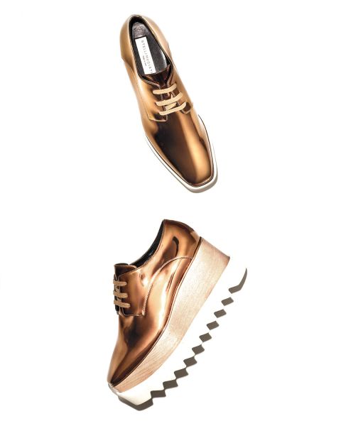 Stella McCartney, Elyse Metallic Platform Creeper, Old Gold, $950
