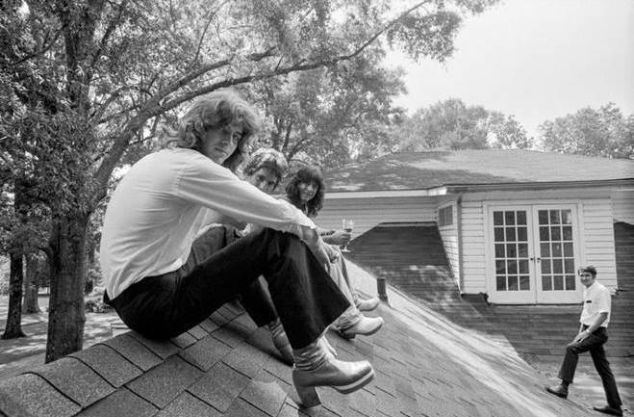 Jody Stephens, Alex Chilton and Andy Hummel of Big Star with Ardent Studios' John Fry (far right)