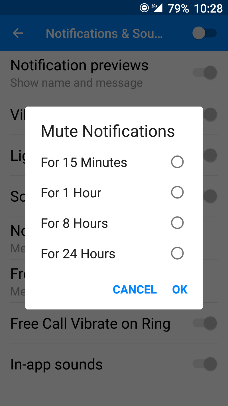 Trying to shut off notifications in Facebook Messenger