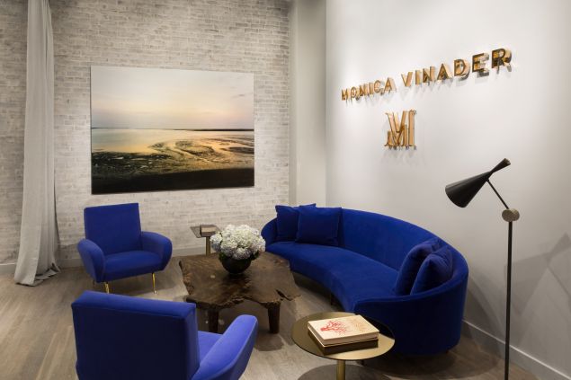 The shop is even stocked with royal blue sofas.