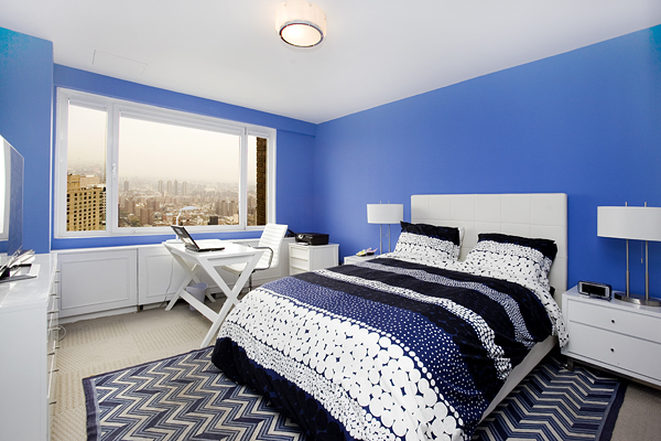 That is one blue bedroom.