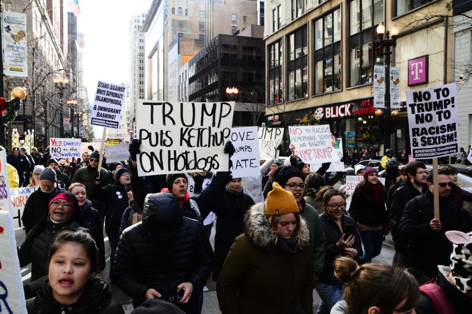 Anti-Trump protesters.