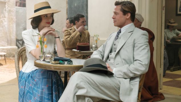 Marion Cotillard and Brad Pitt in Allied.