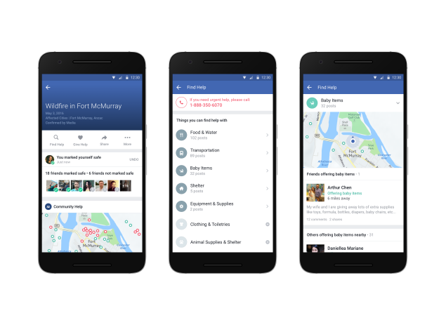 Community help options now appear after a person checks in as safe.