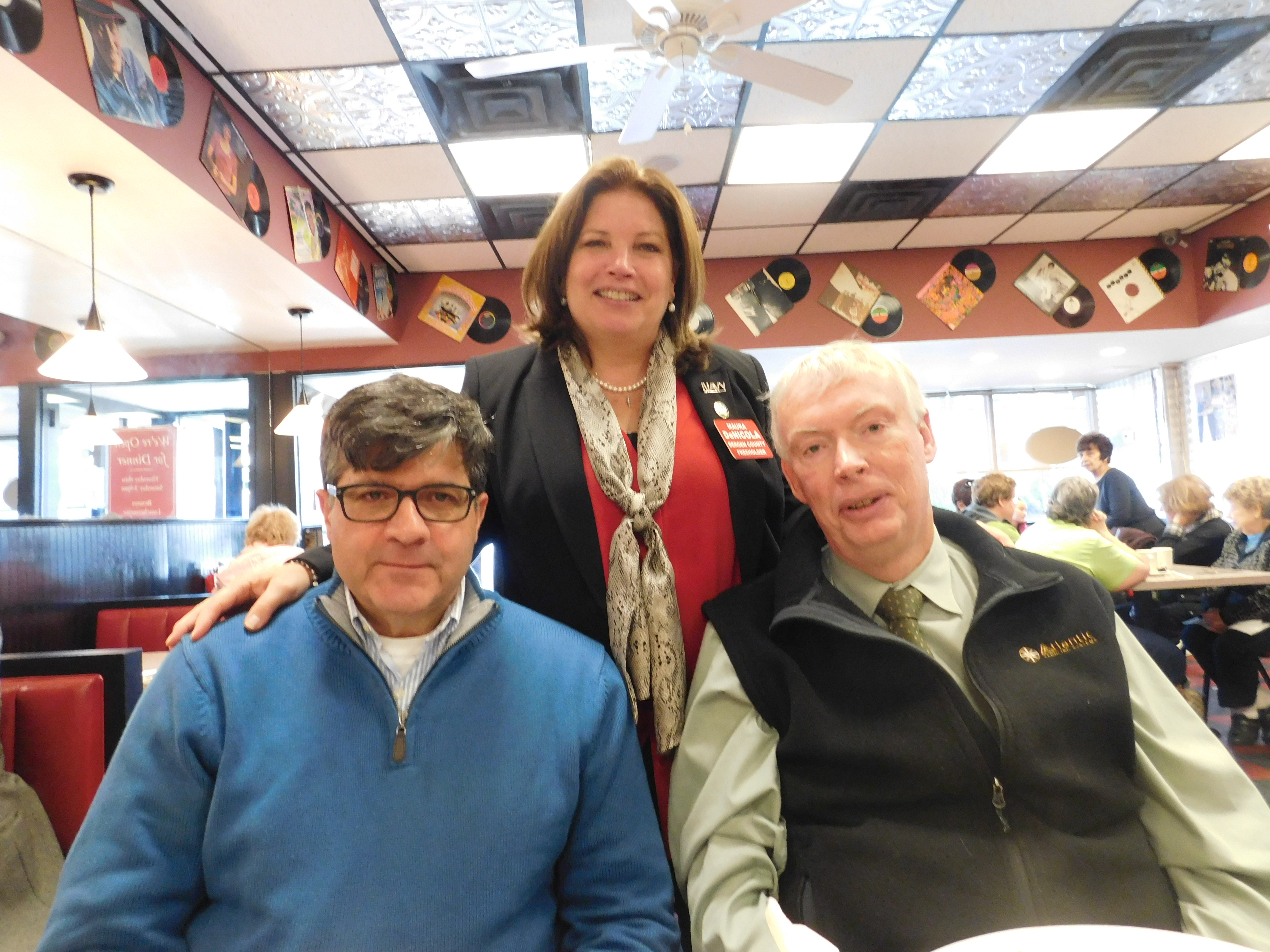 Feeholder DeNicola, Phil DeNicola and Fair Lawn Mayor John Cosgrove at Benny's in Fair Lawn on the morning of Election Day.