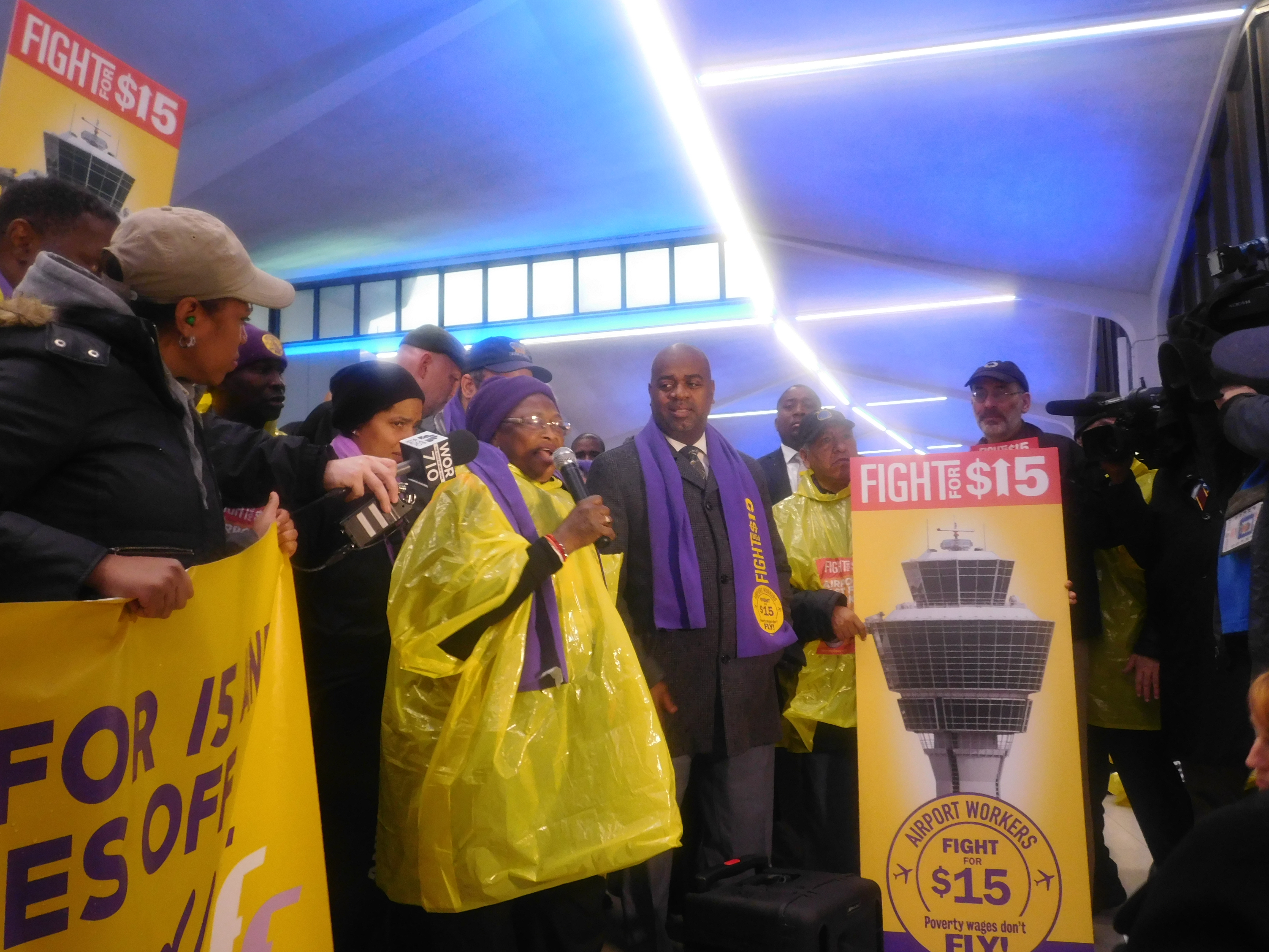 Baraka at the Newark Airport Fight for 15 rally.