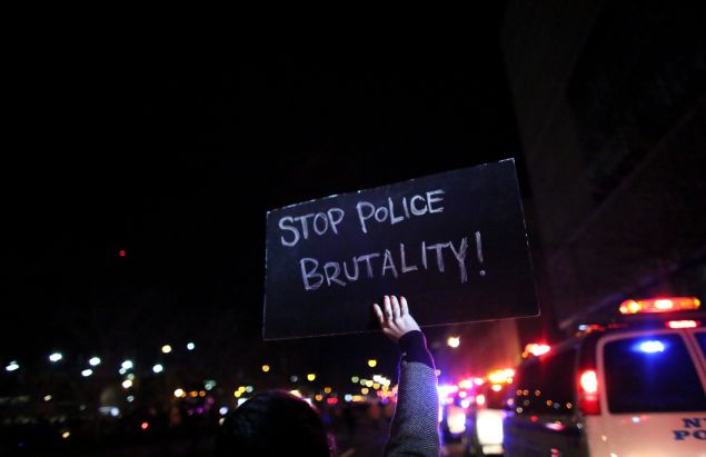 People march on the West Side Highway during a protest December 4, 2014 in New York City. Protests began after a Grand Jury decided to not indict officer Daniel Pantaleo. Eric Garner died after being put in a chokehold by Pantaleo on July 17, 2014.