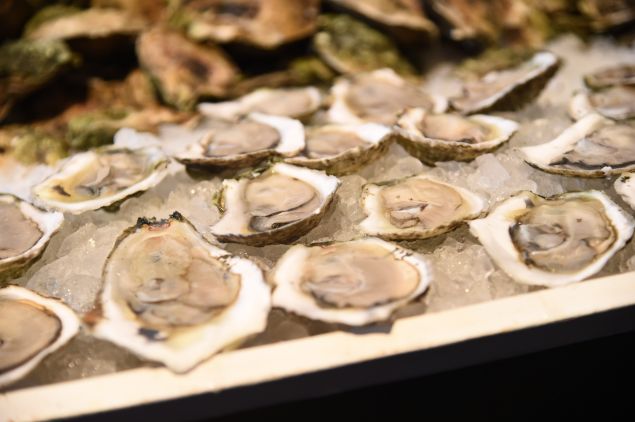 Noank oysters are being served, at the Farm2Fork Festival presented by Rodale's Organic Life on October 24, 2015 in Brooklyn City. 
