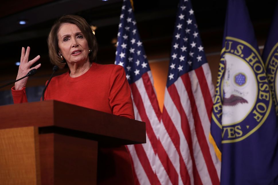 House Minority Leader Rep. Nancy Pelosi speaks to members of the media on Capitol Hill October 19, 2016 in Washington, DC. Pelosi held her weekly news conference to answer questions from the media.