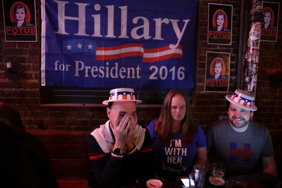 Hillary Clinton supporters gather to watch television coverage of the US presidential election at the Comet Tavern in Seattle, Washington on November 8, 2016.