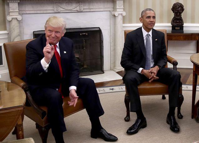 President-elect Donald Trump with President Barack Obama.