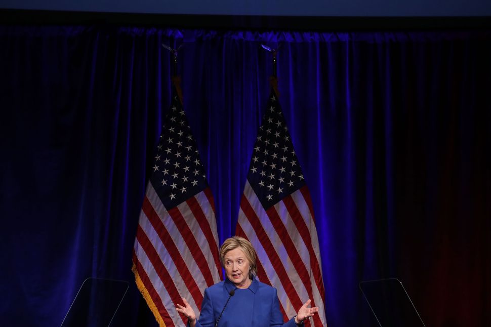 Former Secretary of State and former Democratic Presidential nominee Hillary Clinton delivers remarks while being honored during the Children's Defense Fund's Beat the Odds Celebration at the Newseum November 16, 2016 in Washington, DC.