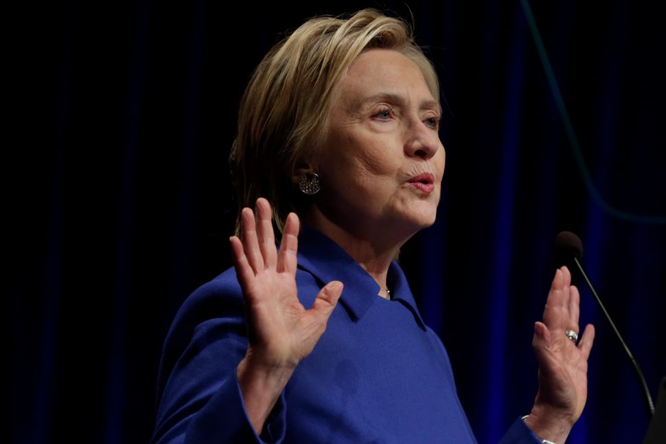 Hillary Clinton speaks at the Children's Defense Fund Beat the Odds Celebration at the Newseum in Washington on November 16, 2016.