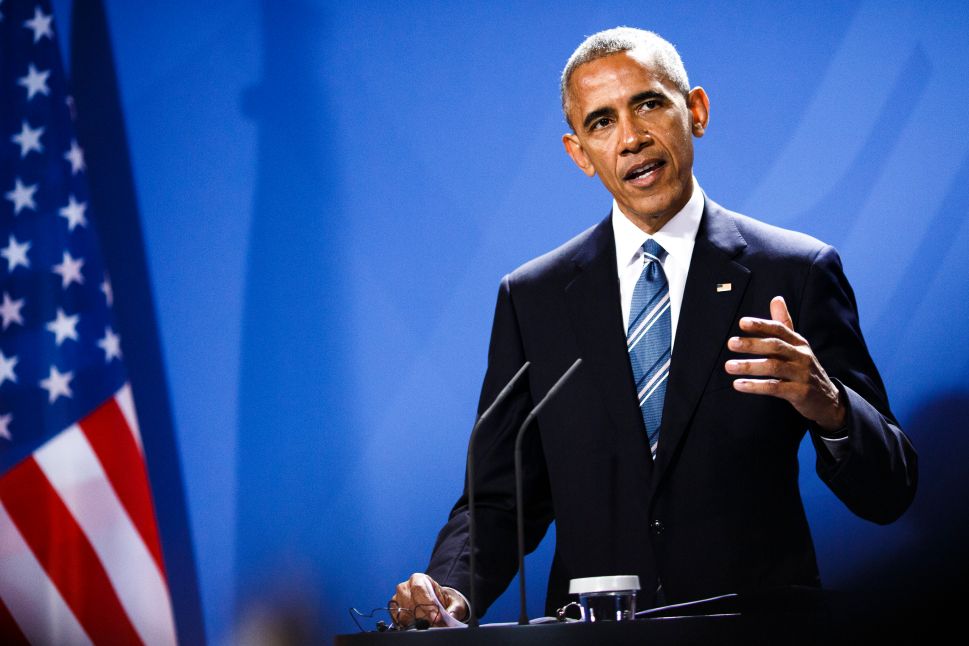 U.S. President Barack Obama speaks at a press conference with German Chancellor Angela Merkel on November 17, 2016 in Berlin, Germany.