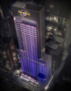 A rendering of the Hard Rock Hotel in New York.