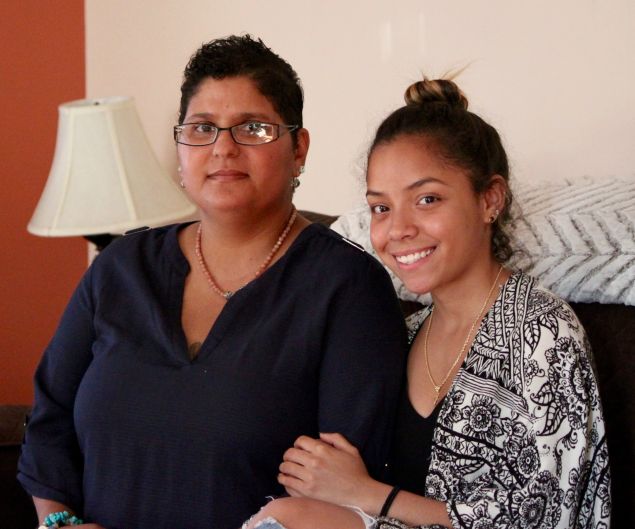 Iris and her daughter Destiny at home in October 2016