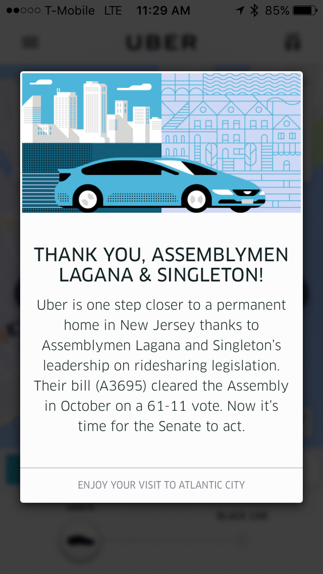 This message pops up for users in Atlantic City.
