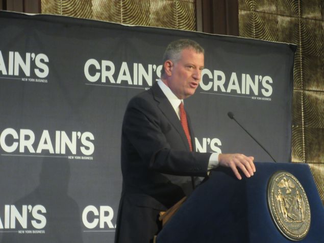 Mayor Bill de Blasio speaks at the 2016 Crain's NYC Summit in Manhattan.