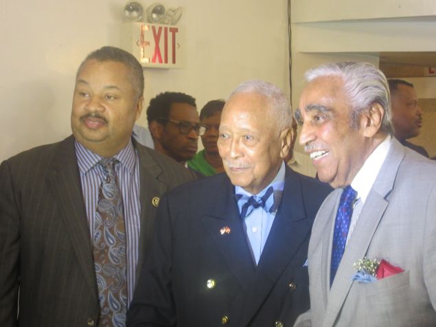 Congressman Charlie Rangel, left, with former Mayor David Dinkins, center, and New Jersey Congressman Donald Payne, left.