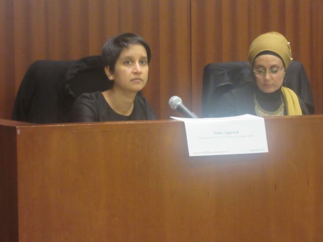 Nisha Agarwal, commissioner of the Mayor's Office of Immigrant Affairs, speaks on a panel about the challenges the Muslim community is facing post-election.