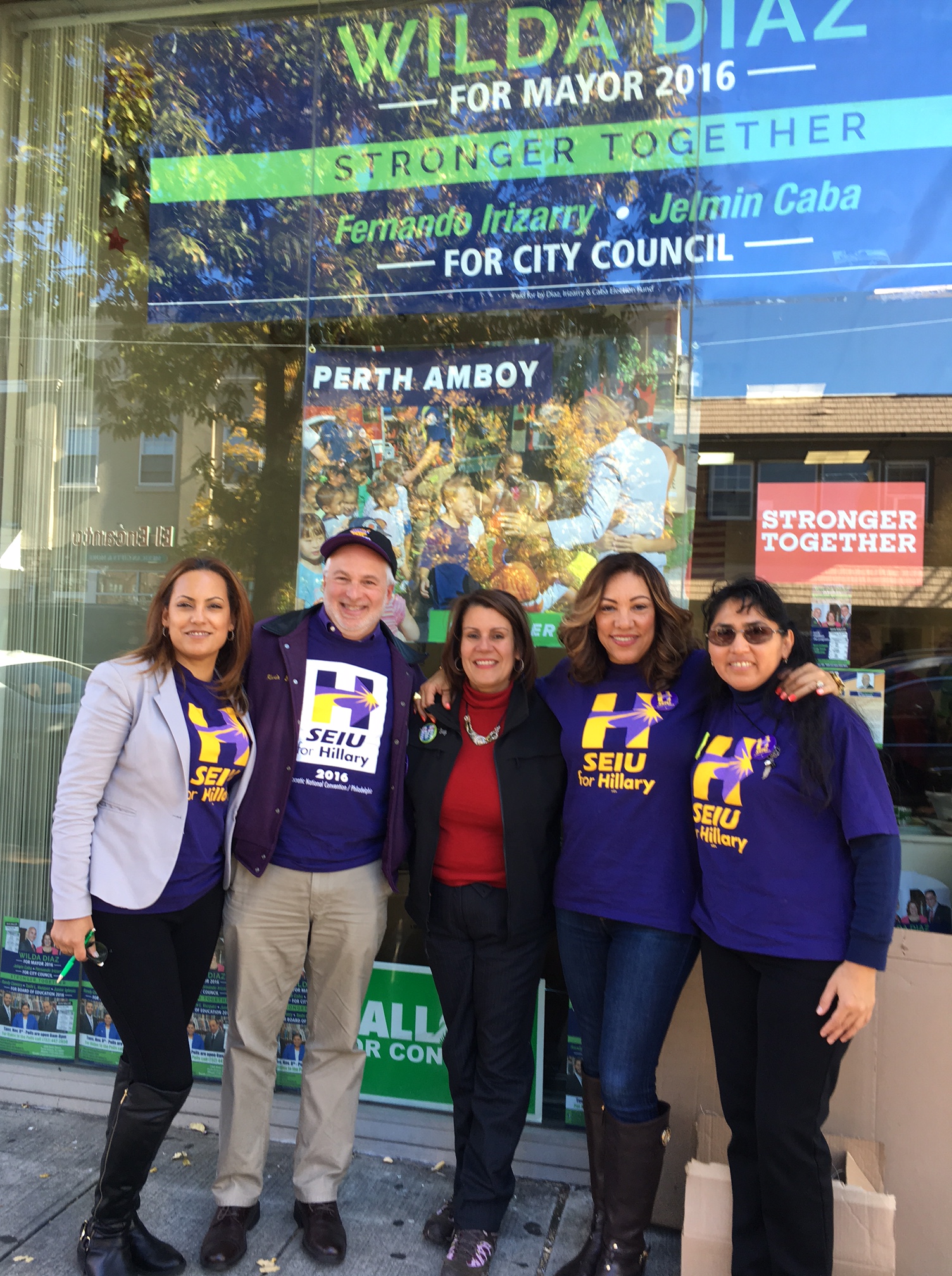 Diaz with SEIU volunteers.
