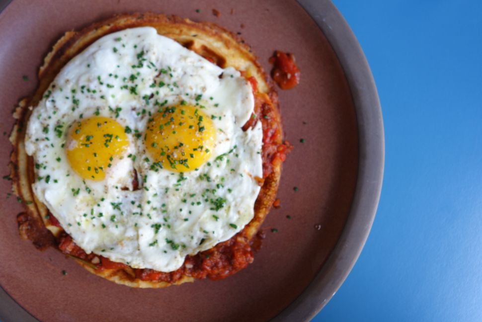 Beef-and-pork bolognese waffle