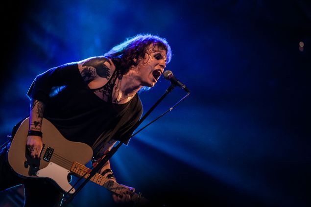 Laura Jane Grace performs with Against Me!