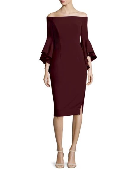 Milly Selena Off-The-Shoulder Sheath Dress, Bordeaux, $485
