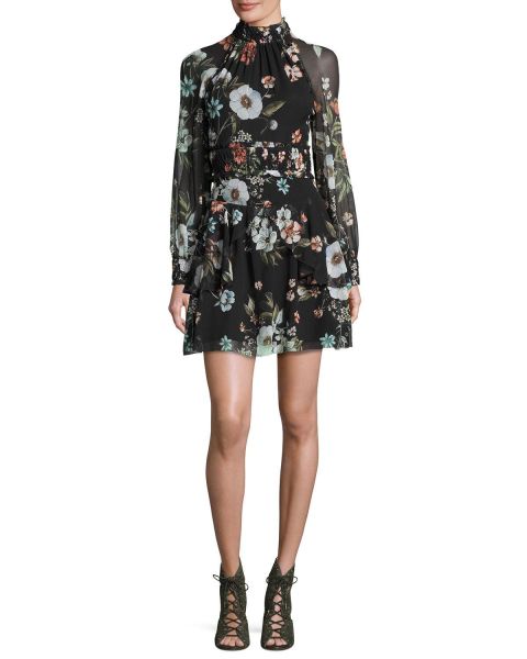 NICHOLAS, Vintage Floral High-Neck Mini Dress, $595